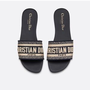 Dior Dway Slide Deep Blue Embroidered Cotton